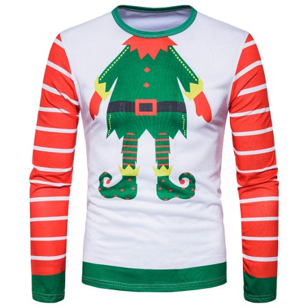 Winter Santa Claus Jacquard Cartoon Pattern Long Sleeve Turtleneck Long Sleeve T-Shirt