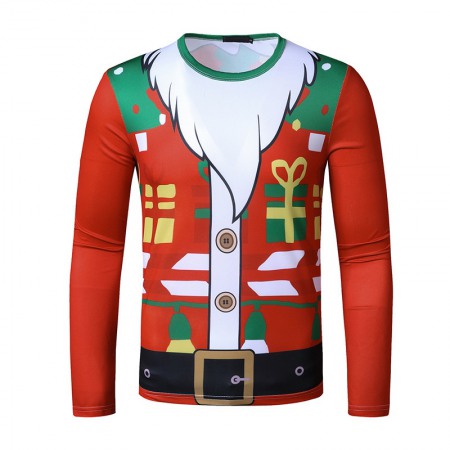 New 3D Personality Printing Fashion Men's Christmas Long Sleeve T-Shirt